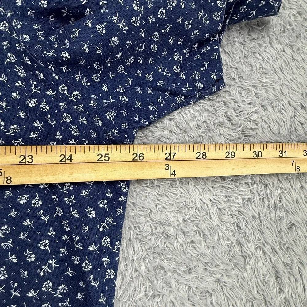Ralph Lauren Mens XL Shirt Blue Calico Flower Print‎ Short Sleeve Button Down